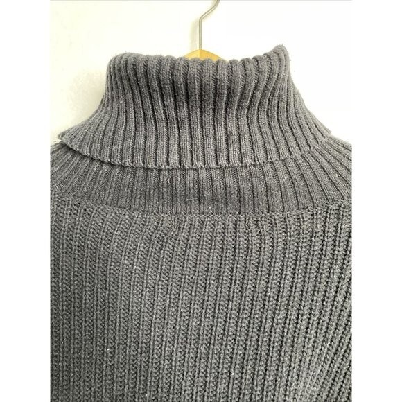 Philomena Petti Women sz Large Black ribbed knit Turtleneck Sweater Chunky - Picture 10 of 12